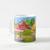よくはしゃぐカラフルKids' Cartoon Playgroundおもしろい名 コーヒーマグカップ (正面左)
