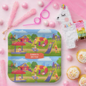 よくはしゃぐカラフルKids' Cartoon Playgroundおもしろい名 ペーパープレート (パーティー)