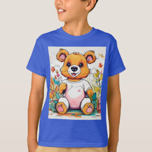 よくはしゃぐキッズアニマルTシャツデザイン Tシャツ