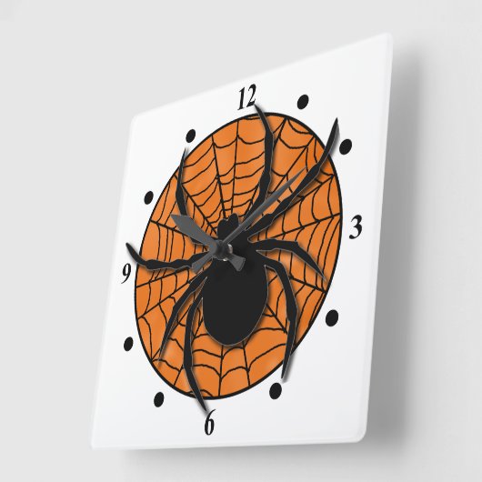 よくはしゃぐクモWeb巨大クモ スクエア壁時計 (傾斜)