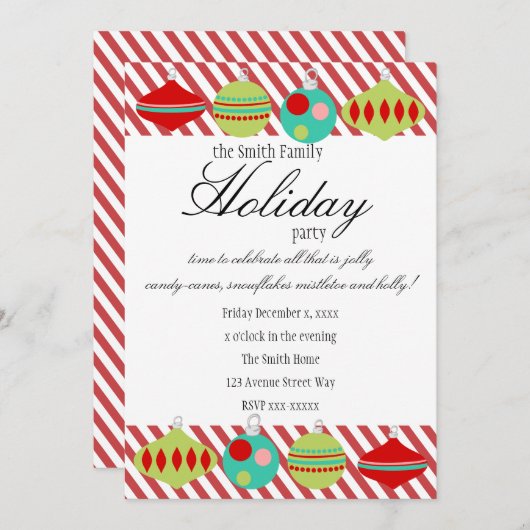 よくはしゃぐクリスマスオーナメント 招待状 (正面/裏面)