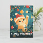 よくはしゃぐクリスマスキャットツリーオーナメント シーズンカード (スタンド正面)