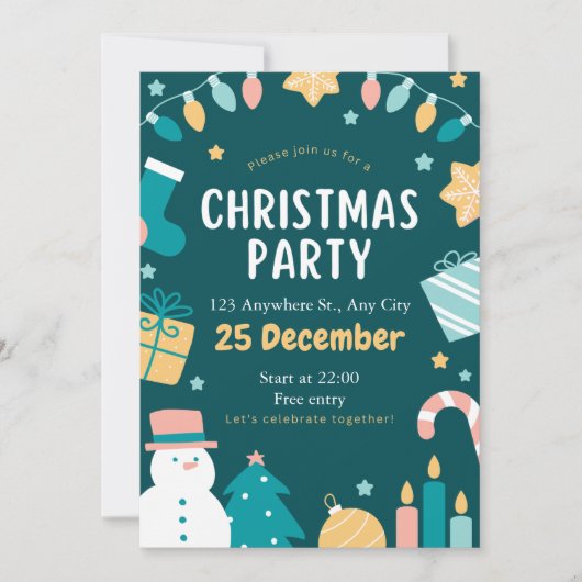 よくはしゃぐクリスマスホリデーパーティー招待状 招待状 (正面)