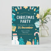 よくはしゃぐクリスマスホリデーパーティー招待状 招待状 (スタンド正面)