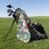 よくはしゃぐゴルフアートとヴィンテージ ゴルフタオル (グリーン)