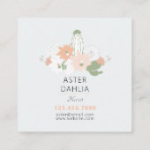 よくはしゃぐサボテン桃グリーンフローラルパターン スクエア名刺 (裏面)