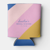 よくはしゃぐストライプブルーイエローカスタムブライダルシャワー 缶クーラー (正面)