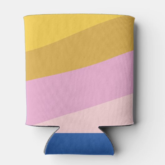 よくはしゃぐストライプブルーイエローカスタムブライダルシャワー 缶クーラー (裏面)