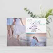 よくはしゃぐタイポグラフィパープルティール(緑がかった色)2写真 セーブザデート (スタンド正面)