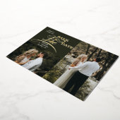 よくはしゃぐタイポグラフィ2写真の保存日付 箔招待状 (回転した状態)