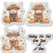 よくはしゃぐハイランド牛の小ステッカーシート シール (正面)