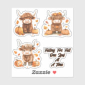 よくはしゃぐハイランド牛の小ステッカーシート シール (シート)