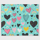 よくはしゃぐハート包装紙 ラッピングペーパー (フラット)