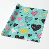 よくはしゃぐハート包装紙 ラッピングペーパー (アンロールド)