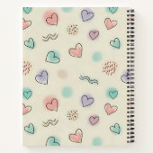 よくはしゃぐハート、ドット、波線のドードル ノートブック (裏面)
