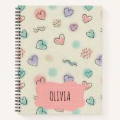 よくはしゃぐハート、ドット、波線のドードル ノートブック (正面)