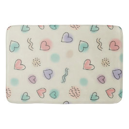 よくはしゃぐハート、ドット、波線のドードル バスマット