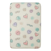 よくはしゃぐハート、ドット、波線のドードル バスマット (正面縦)