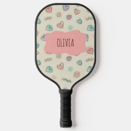 よくはしゃぐハート、ドット、波線のドードル ピックルボールラケット