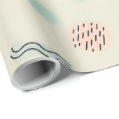 よくはしゃぐハート、ドット、波線のドードル ラッピングペーパー (ロールコーナー)