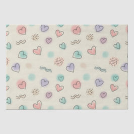 よくはしゃぐハート、ドット、波線のドードル 薄葉紙