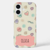 よくはしゃぐハート、ドット、波線のドードル Case-Mate iPhoneケース (裏面)