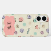 よくはしゃぐハート、ドット、波線のドードル Case-Mate iPhoneケース (裏面 (横))