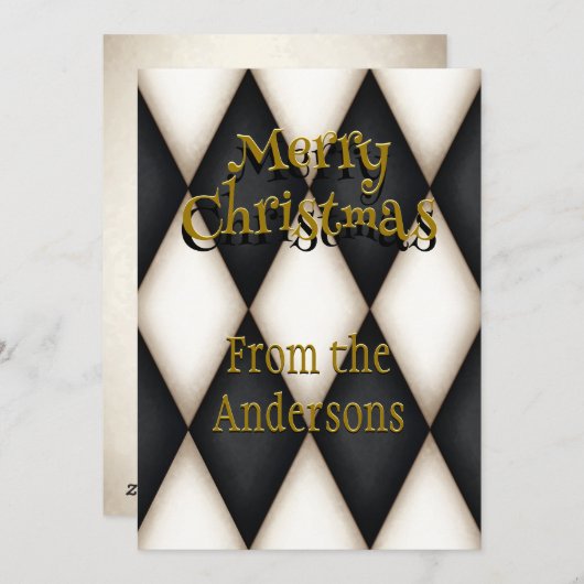 よくはしゃぐハーレキンフェスティバルパーソナライズされたクリスマス シーズンカード (正面/裏面)