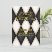 よくはしゃぐハーレキンフェスティバルパーソナライズされたクリスマス シーズンカード (スタンド正面)