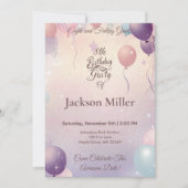 よくはしゃぐバルーン誕生日招待状キュートコアラ 招待状 (正面)