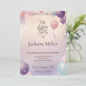 よくはしゃぐバルーン誕生日招待状キュートコアラ 招待状 (スタンド正面)