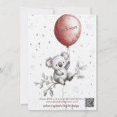 よくはしゃぐバルーン誕生日招待状キュートコアラ 招待状 (裏面)