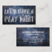 よくはしゃぐフォントダークグランジブルーモマ遊ーデイトカード コーリングカード (正面/裏面)