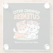 よくはしゃぐフラワークラウン付き犬 – おもしろい春テーマ ガラスコースター (裏面)