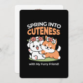 よくはしゃぐフラワークラウン付き犬 – おもしろい春テーマ シーズンカード (正面/裏面)