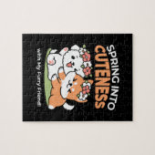 よくはしゃぐフラワークラウン付き犬 – おもしろい春テーマ ジグソーパズル (横)