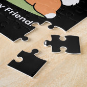 よくはしゃぐフラワークラウン付き犬 – おもしろい春テーマ ジグソーパズル (側面)