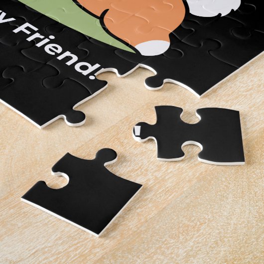 よくはしゃぐフラワークラウン付き犬 – おもしろい春テーマ ジグソーパズル (側面)