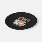 よくはしゃぐフラワークラウン付き犬 – おもしろい春テーマ ペーパープレート (アングル)