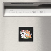 よくはしゃぐフラワークラウン付き犬 – おもしろい春テーマ マグネット (インサイチュ (食洗機))