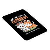 よくはしゃぐフラワークラウン付き犬 – おもしろい春テーマ マグネット (右側)