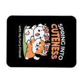 よくはしゃぐフラワークラウン付き犬 – おもしろい春テーマ マグネット (横)