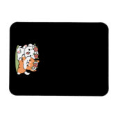 よくはしゃぐフラワークラウン付き犬 – おもしろい春テーマ マグネット (横)