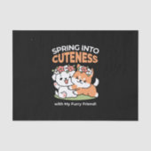 よくはしゃぐフラワークラウン付き犬 – おもしろい春テーマ 薄葉紙 (正面)