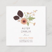 よくはしゃぐフローラクリームピンク緑のパターン(の模様が)ある花 スクエア名刺 (裏面)