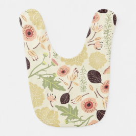 よくはしゃぐフローラクリームピーチグリーンパターン（の模様が）ある花 ベビービブ