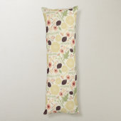 よくはしゃぐフローラピンク緑クリームパターン花 ボディピロー (裏面 (縦))