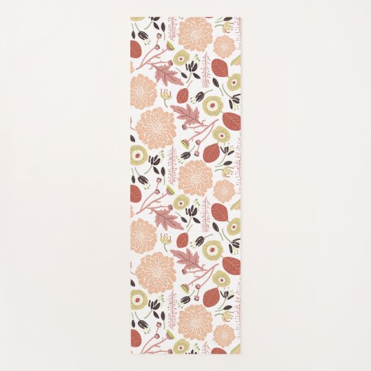 よくはしゃぐフローラミックス桃の緑のお洒落花 ヨガマット (正面)