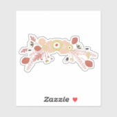 よくはしゃぐフローラミックス桃の緑の図解入りの、写真付きの花 シール (シート)