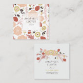 よくはしゃぐフローラミックス桃緑図解入りの、写真付きの花 スクエア名刺 (正面/裏面)